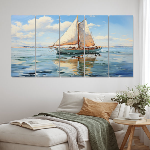 DesignArt Boat Whispering Breezes I On Metal 5 Pieces Print Wayfair